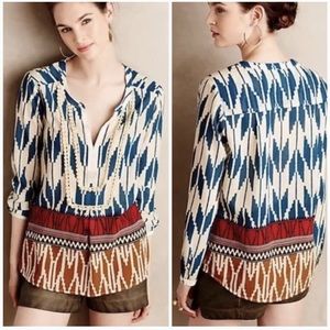 Anthropologie Maeve Rohana Embellished Henley Blouse